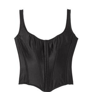 Victoria's Secret The Classic Corset Black Small Size 100% Silk One Piece NWT
